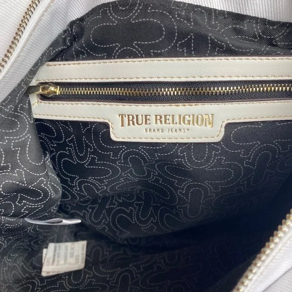 NWT True Religion White Multi Pocket Denim Shoulder Bag - Picture 6 of 13